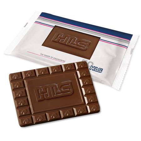 Tablette de chocolat de 60g avec logo en emballage individuel