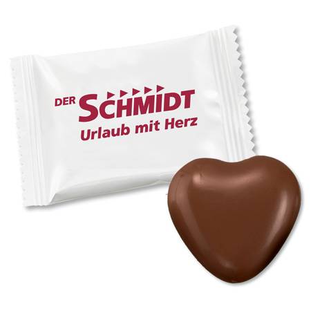 Cœurs en chocolat de 8g en emballage blanc