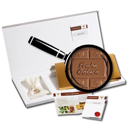 Schokoladen-Präsent "Royal" mit Prägung "Frohe Ostern" - edle Werbung