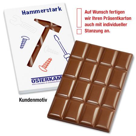 60g Schokoladentafel im individuell gestanzten Design-Karton