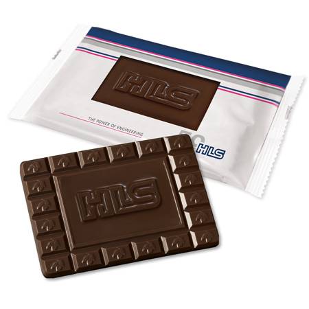 Tablette de chocolat de 60g avec logo en emballage individuel