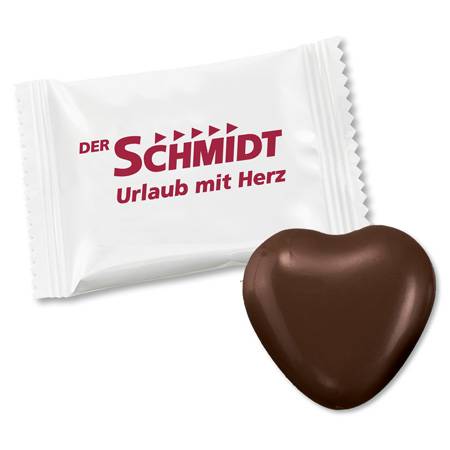 Cœurs en chocolat de 8g en emballage blanc