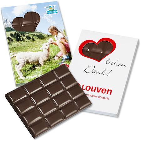 Tablette de chocolat de 60g en coffret cadeau « Cœur »