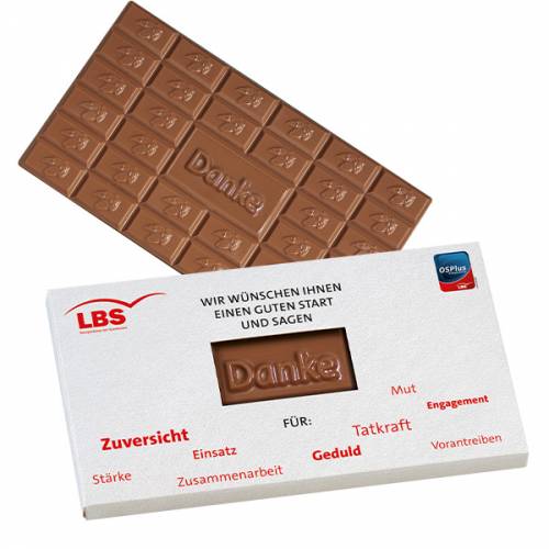 Tablette de chocolat de 150g « Merci » en coffret cartonné