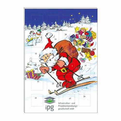 Mini-calendrier de l’Avent au chocolat « Père Noël skieur »